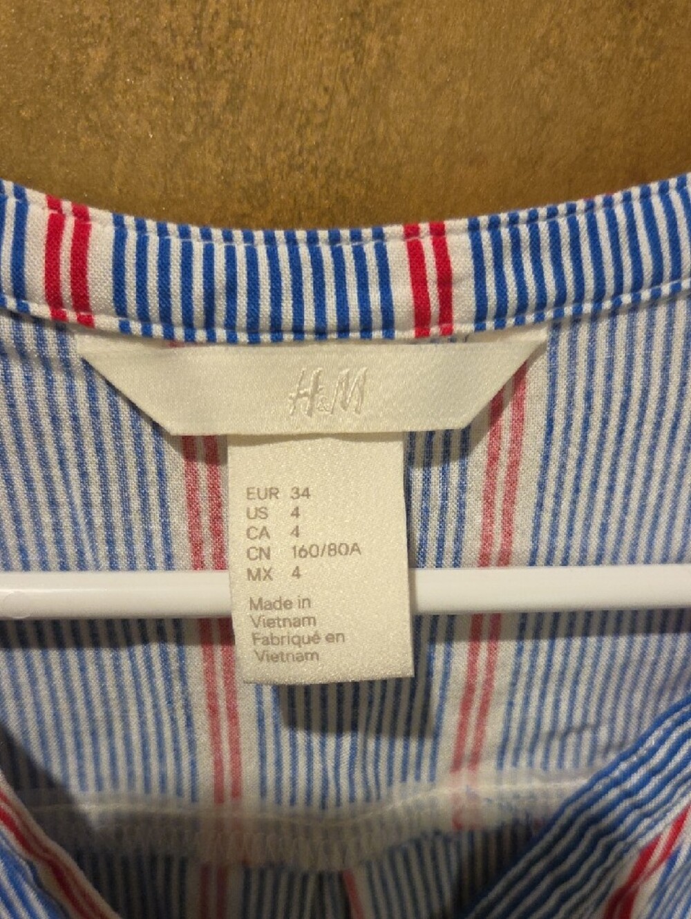 H&M Blue and Red Striped Button-Front Blouse - Picture 2 of 6
